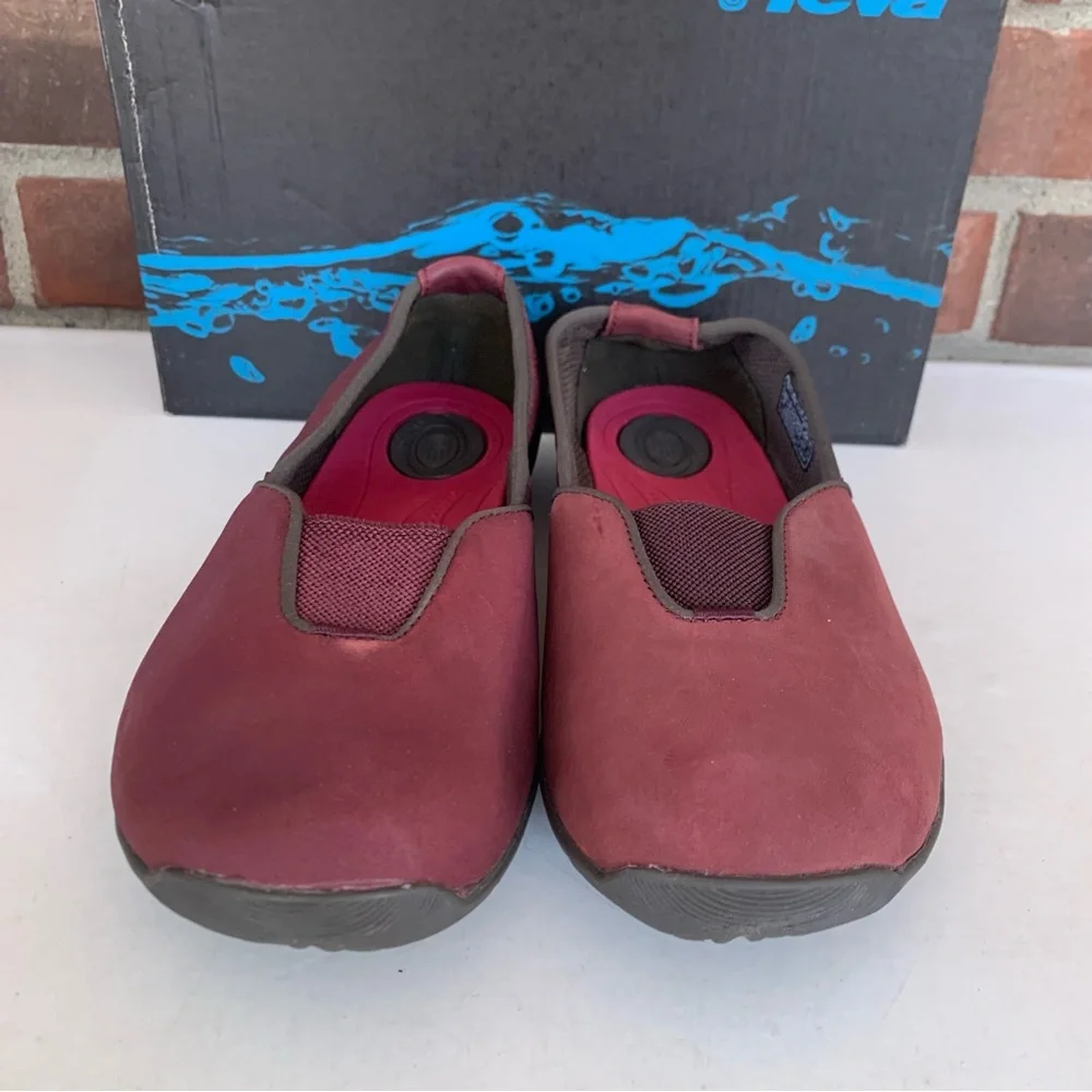 Teva Niyama Flats Maroon Comfort Casual Leather Slip On Shoes Womens US 6 M - Picture 3 of 8